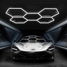 HEXAGONAL LED GARAGE LIGHTS HONEYCOMB DETAILING SHOWROOM OFFICE 5 grids 6500 Lum