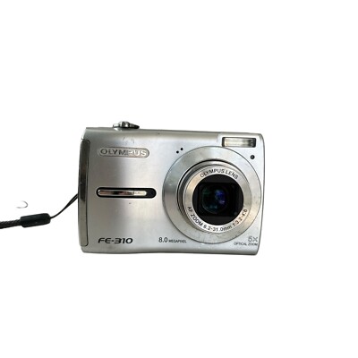 Olympus FE FE-310 8.0MP Digital Camera - Silver *TESTED* Loose Battery Cover