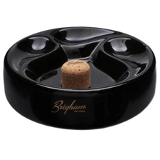 Brigham Ceramic 3 Pipe Round Ashtray With Cork Knocker - Black