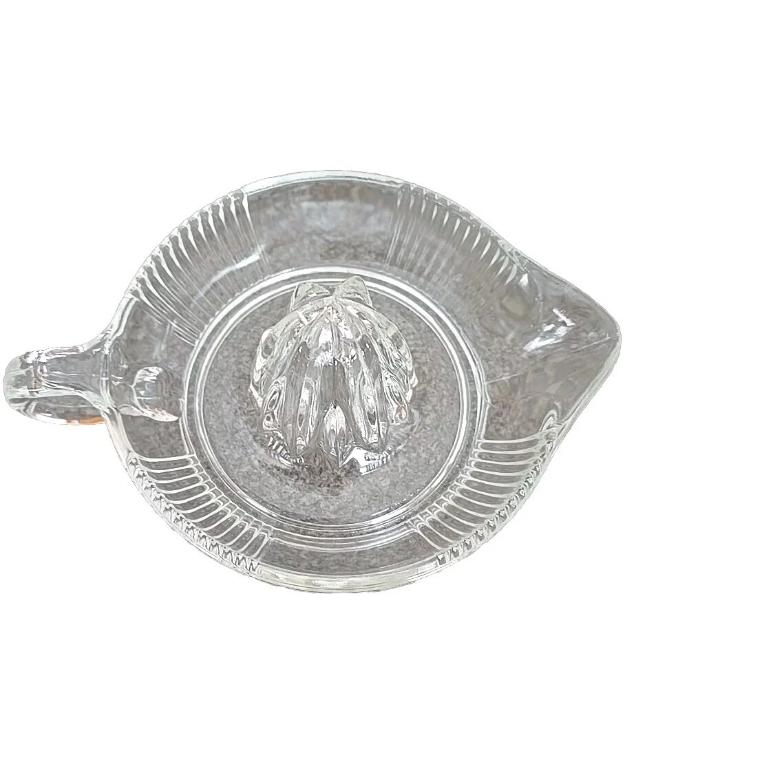 Vintage ~ Citrus Juicer ~ 6" Dia. Clear Glass ~ Reamer ~ Juicer ~ Handle & Spout