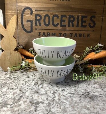 Rae Dunn Jelly Beans Bowls -Set of 2 Light Green Interior - Last Set