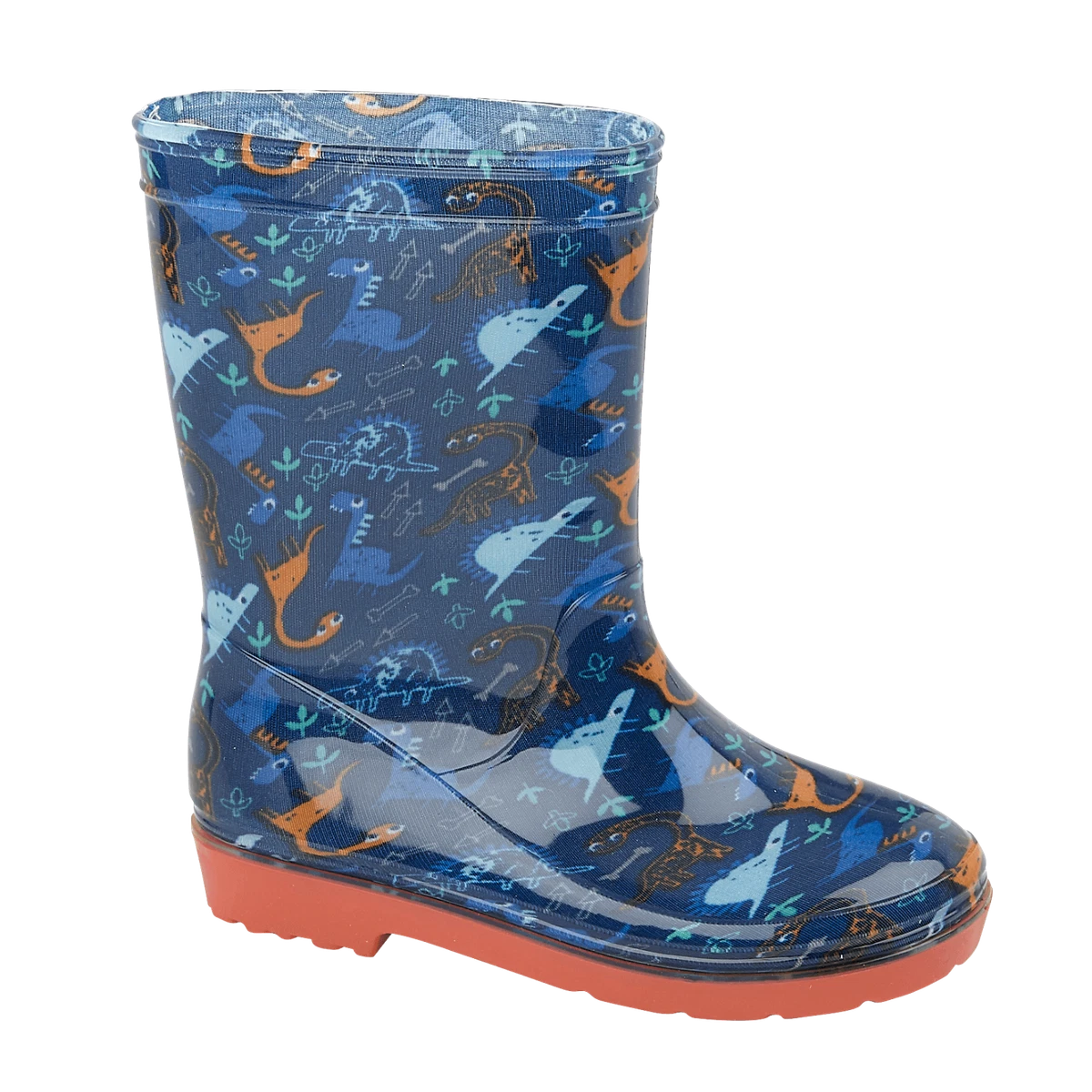 Kids Blue Wellies Dino Jurassic Print Rain Snow Wellington Boots Children Sizes