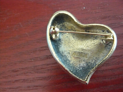 Broche Feuille Vintage En Métal Doré Signée Auriège - Bijou Parisien Rétro