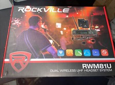 Rockville Rwm81u Dual Uhf Headset & Guitar Wireless Microphone System W/lcd