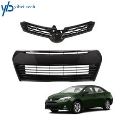 For Toyota Corolla S 2014-2016 Front Bumper Upper+Lower Grille Gloss Black Grill
