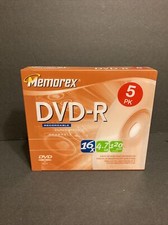 Memorex DVD-R 5 Pack Recordable 16X 4.7GB 120 Min New And Sealed