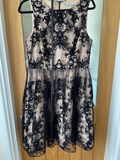 Ladies beige and black evening/occasion dress size 16