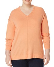 Marina Rinaldi Women's Addetto V-Neck Sweater, Orange, Large