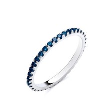 Sterling Silver 925 simulated Blue Sapphire Full Eternity Stacker Band Ring K-S