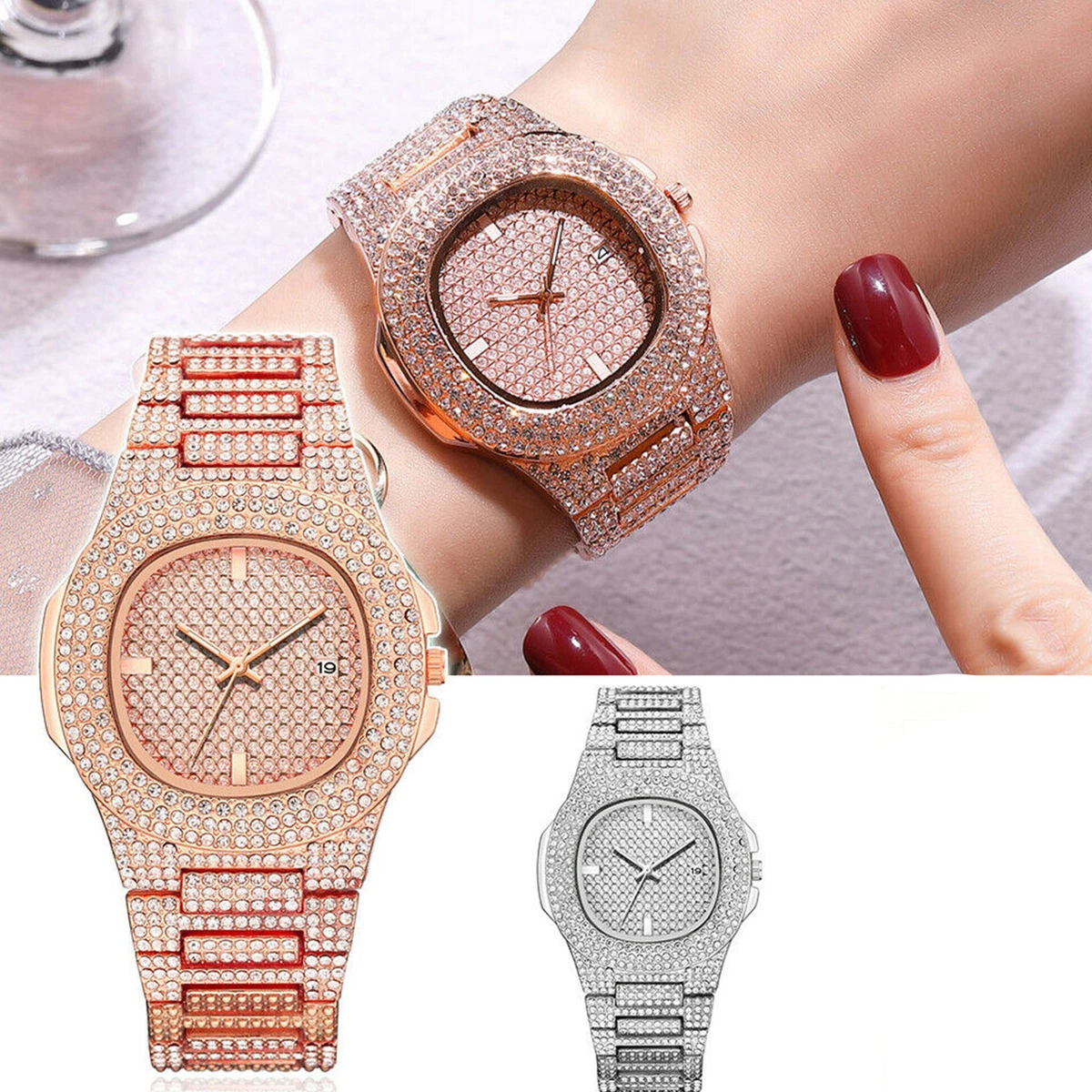 Luxury Women Watch Rhinestone Band Bling Crystal Analog Quartz
