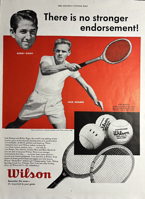 1948 Wilson Tennis Racket Balls Bobby Riggs Jack Kramer Top Ranking VTG Print Ad