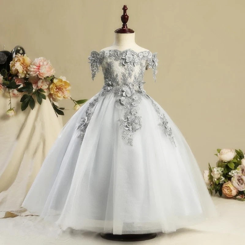 Flower Girl Dress First Holy Communion Party Prom Dress Princess Wedding Pageant - Image 2 of 4