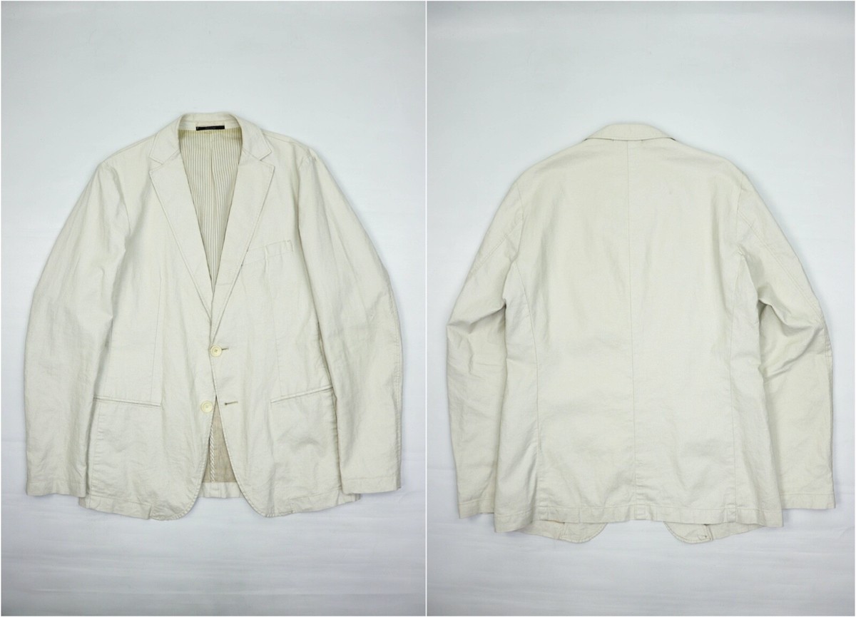 Z Zegna Lavato in Capo White Polyurethane Coated Linen Sport Coat