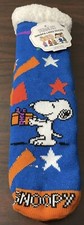 Snoopy Peanuts Sherpa Lined Socks Blue One Size Fits Most Soft Warm Non-Slip