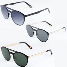 EXIT ex17002 Double Bridge Oval Silver Metal Sunglasses