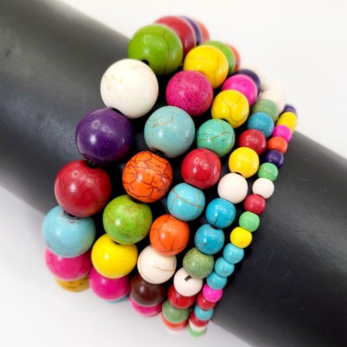 Web Magnesite Turquoise Stretch Bracelet 7.5" Bead 4mm 6mm 8mm 10mm 12mm Pink - Picture 103 of 113