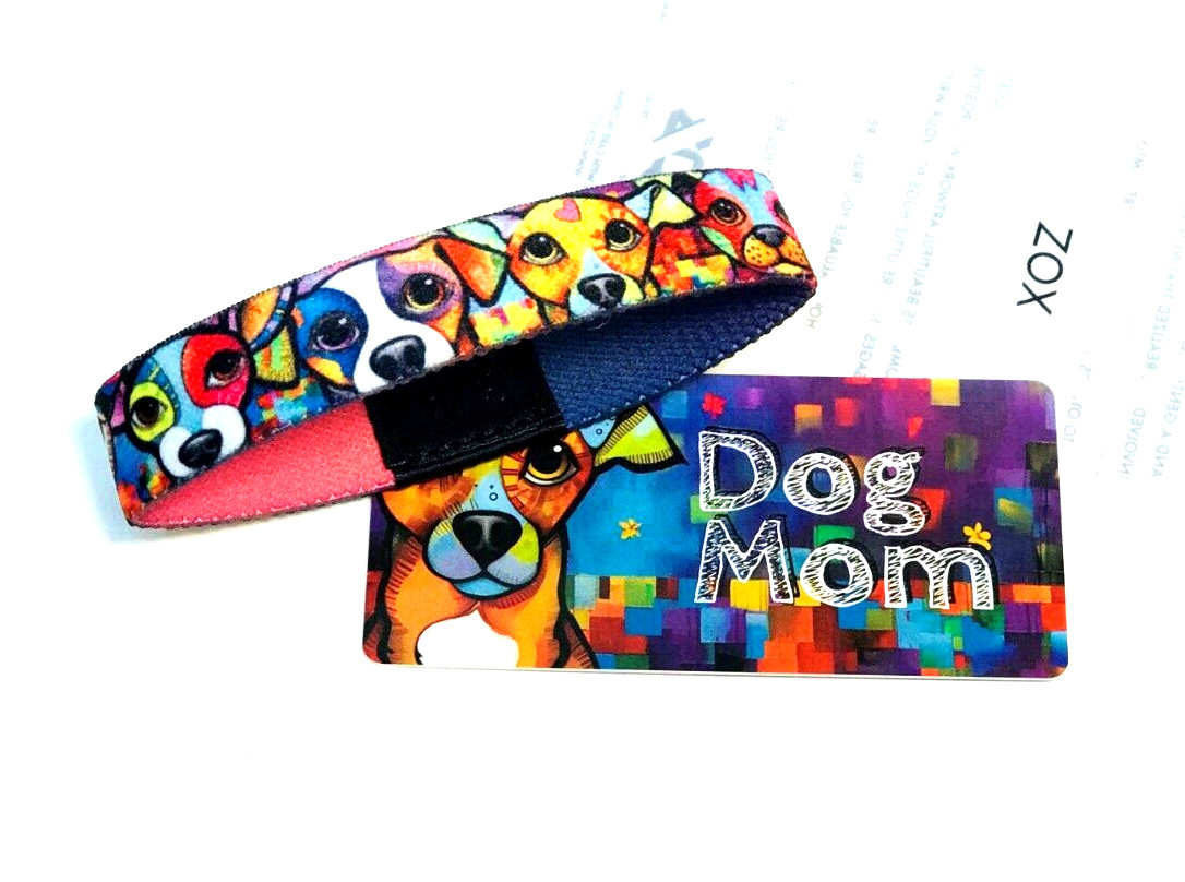 ZOX **DOG MOM** Silver Large Single Wristband w/Card DOGS