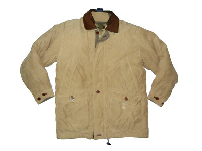 RAIN FOREST Brown Warm DOWN WINTER JACKET Leather Trim Hunting Coat Sz Men's MED