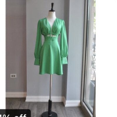 BCBG MaxAzria Green Long sleeve satin Sexy Dress $398 S Small 4 | eBay