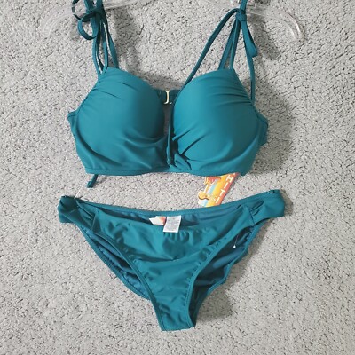 Tahiti Swim wear 2PC polyeste spandex color green size XL