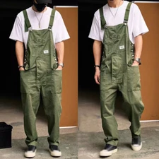 Men's Fashion Overalls Loose Baggy Bib Pants Suspender Trousers Casual Jumpsuits