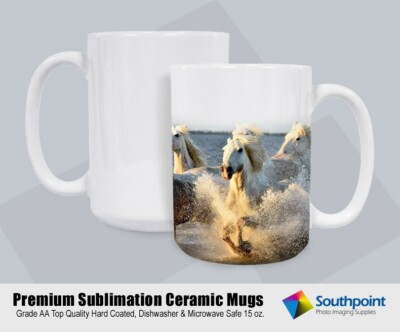 Sublimation Ceramic Mugs 15oz Grade AA White Pearl Coat Mug Blanks | eBay