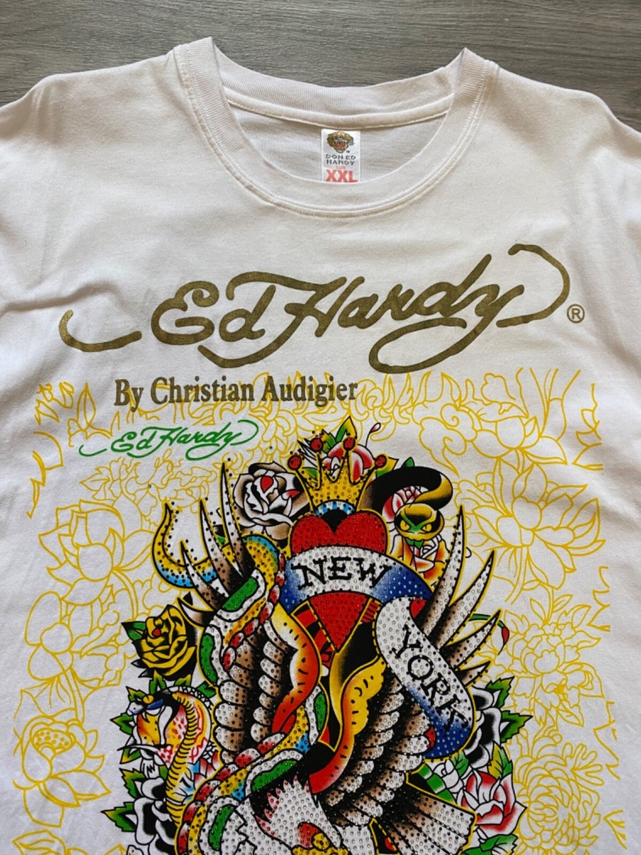 T-shirt Ed Hardy Ecology Now Blanc - Taille L - Neuf Avec étiquettes - Valeur 109€