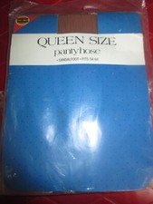 QUEEN SIZE Vintage BEIGE Nylon PANTYHOSE - Size 5X-6X - 235 to 295 lbs - 1980's