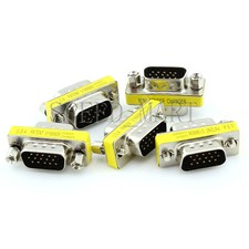 5 PCS 15 Pins HD VGA KVM SVGA XGA DB15 Male to Male Serial Cable Coupler Adapter