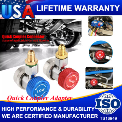 2X Automotive High & Low Side Quick Coupler Adapter Car Air Conditioner Fittings