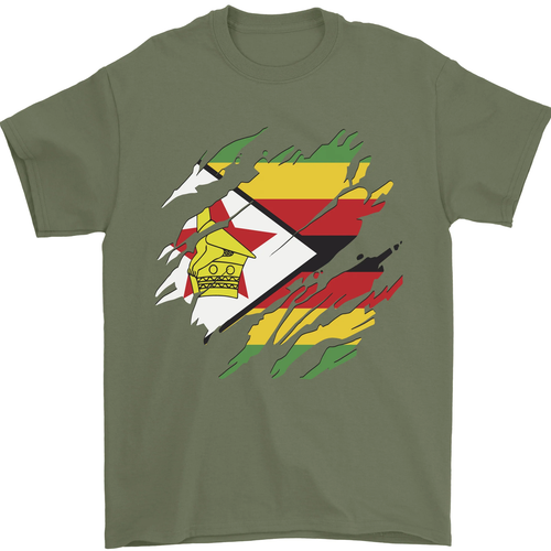 Torn Zimbabwe Flag Zimbabwean Day Football Mens T-Shirt 100% Cotton - Picture 30 of 105
