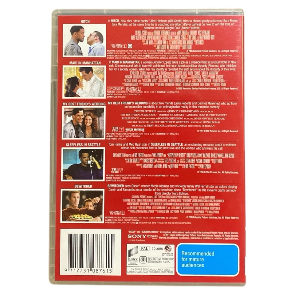 5 Movie DVD Set Romance Comedy Bundle Tom Hanks Sleepless In Seattle Bewitched - Image 2 of 4