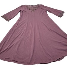 Coldwater Creek lace trim crochet flowy midi dress renaissance boho cottagecore 