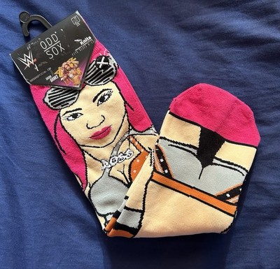 ODD SOX KNITS SASHA BANKS WWE Wrestling Cotton Blend Crew Socks Unisex 6-13 NWT
