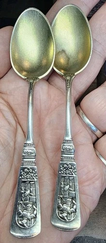 Antique Gorham Fontainebleau 1880 Sterling Silver Demitasse Spoons Pair 27g