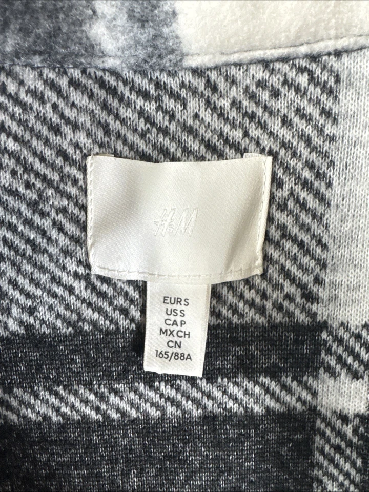 Chaqueta a Cuadros H&M Abotonada Negra Blanca Franela Para Hombre Pequeña Cazadora Botón Delantero Foto 4 de 4