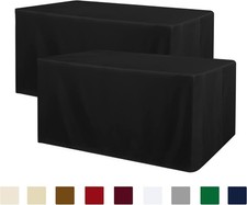 2 Pack Black Tablecloth Fitted Table Clothes for 8 Foot Rectangle Tables