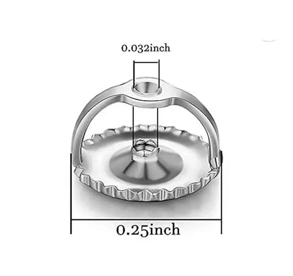 Repuesto Oro Blanco 14k 1 Par Tornillo Trasero para Aretes Alta Calidad Foto 2 de 4
