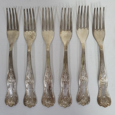 6 x Vintage Silver Plated Kings Pattern Forks 20 cm LBL Italy A800 EP ZING
