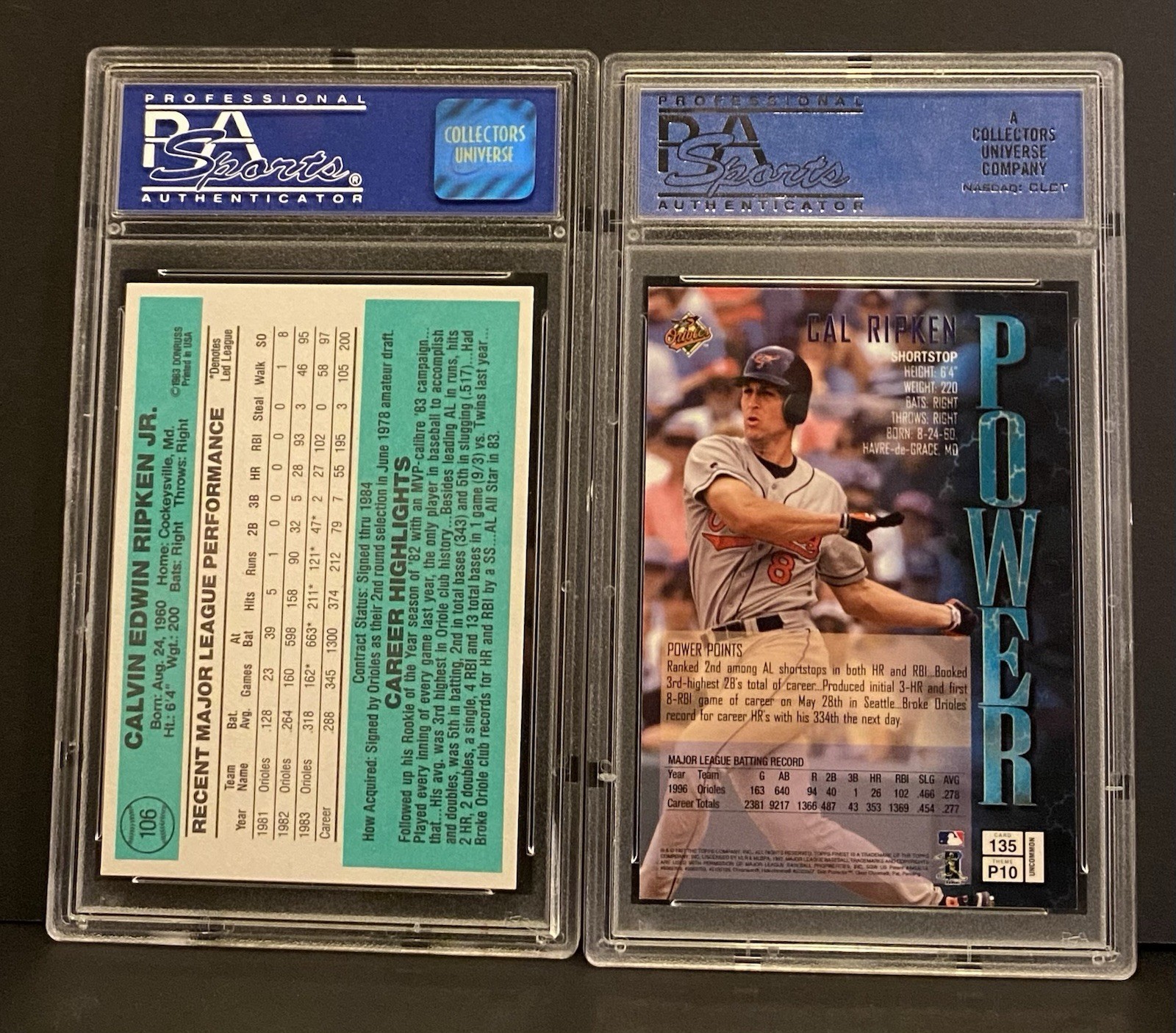 1984 Donruss Cal Ripken #106 PSA 9/1997 Finest W/Coating Cal Ripken #134 PSA 9 view 3