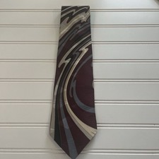 Zylos George Machado 100% Italian Silk Patterned Tie Maroon Blk Gray Made In USA