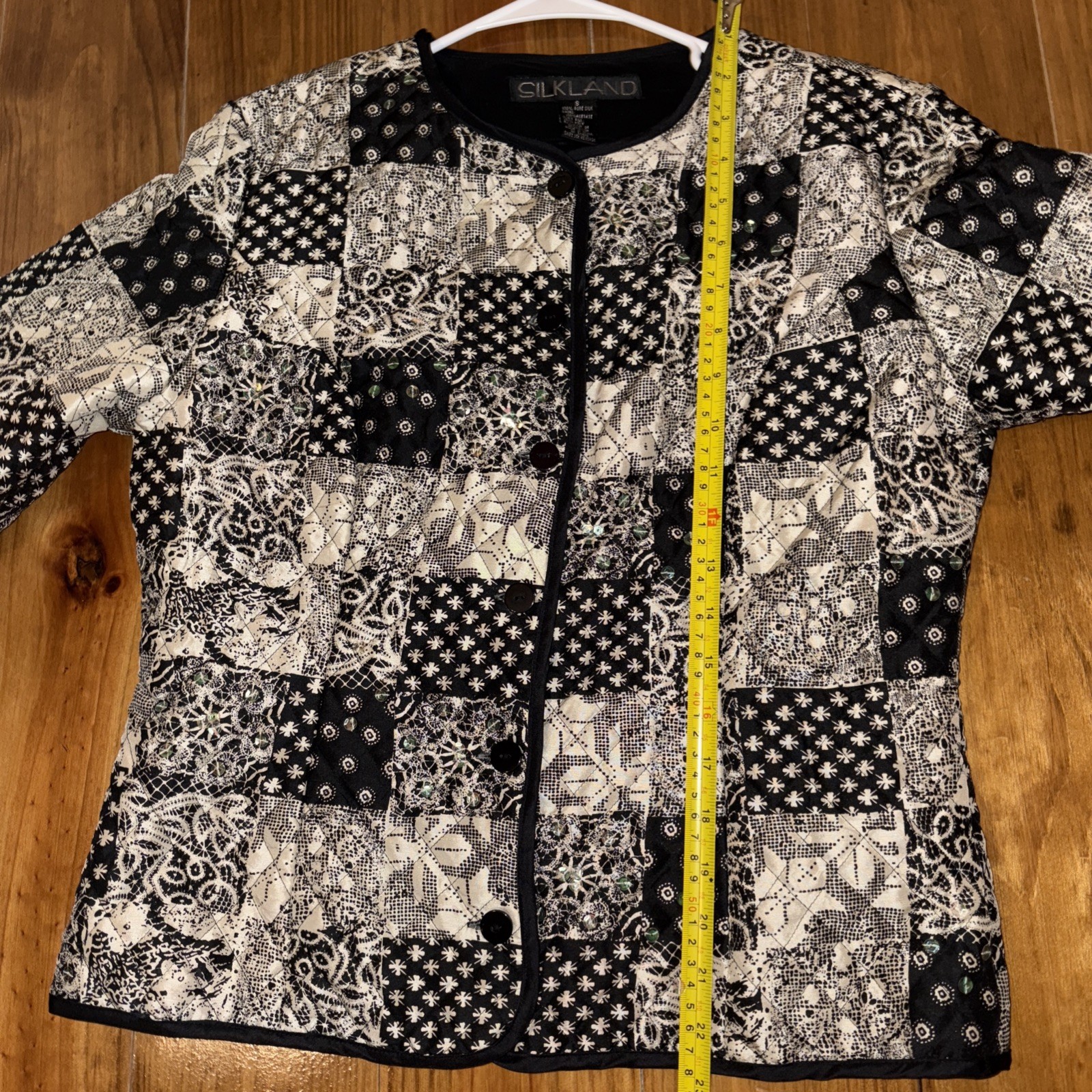 EUC Silkland Patchwork Jacket Small 100% Silk Qui… - image 5