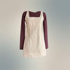 Forever 21 Cream/White Corduroy Jumper/Dress with Side Zipper Size XS (Juniors)