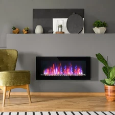 41.3" 1500W Electric Fireplace with 7-Color Flame Effect, Black