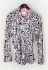 Ted Baker Endurance Floral Dress Shirt 16 34/35 Pink Contrast Cuffs