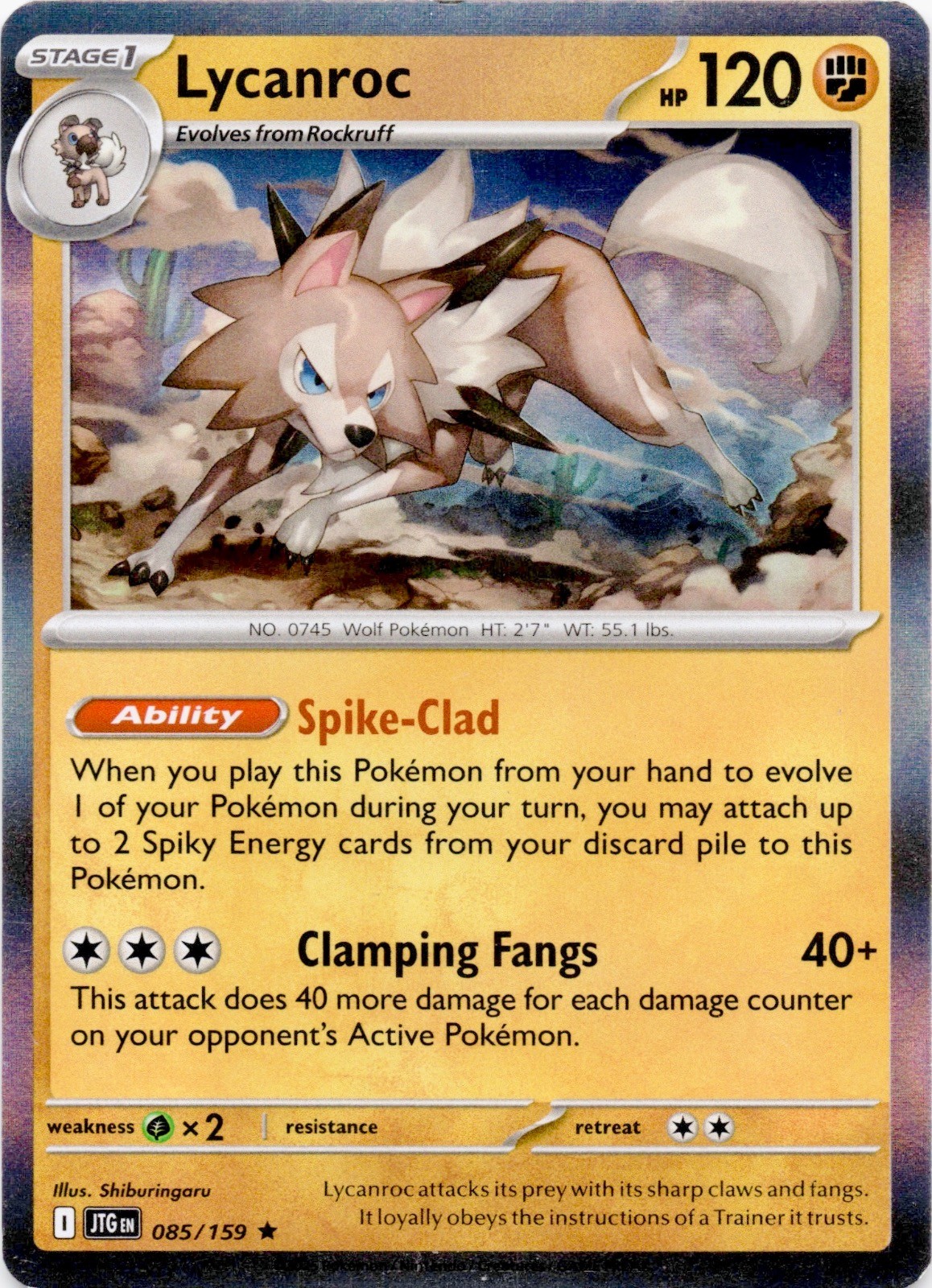 Lycanroc 085/159 Rare Journey Together Pokemon Holo Lightly Played