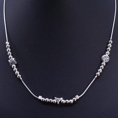 16  1mm, vintage Sterling 925 Silver 14K Gold Filled Bead Snake Necklace beads