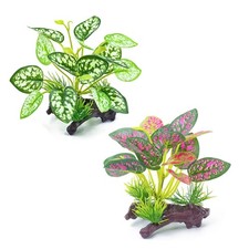 2pcs Reptile Artificial Plants, Terrarium Plants Decorations Supplies, Aquari