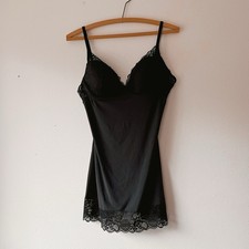 Victoria's Secret VS Lace Cupped Slip Dress Nightie Floral Lace 36C Black