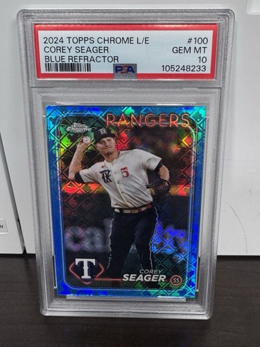 2024 Topps Chrome Logofractor COREY SEAGER Blue 69/150 PSA 10 GEM MINT POP 1